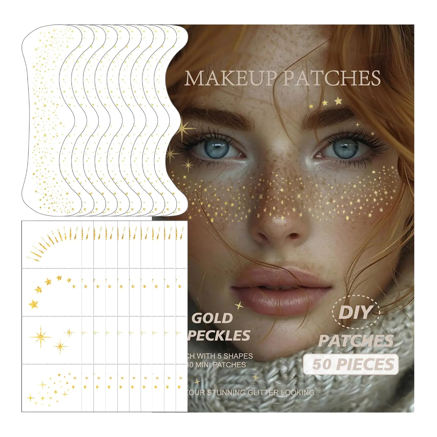 50 Pcs GoldPatches-Face Glitter Speckles