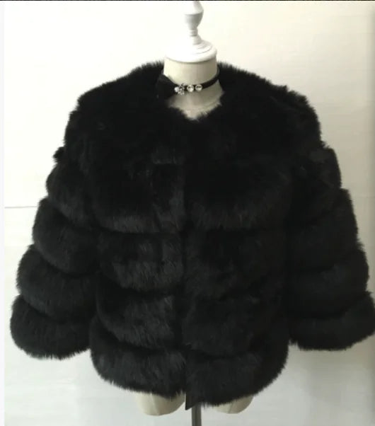 Faux Fox fur coat