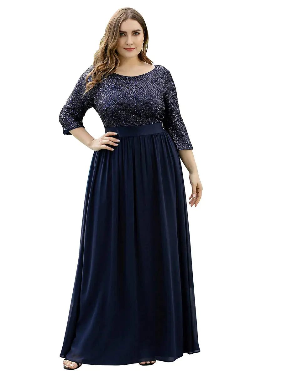Navy Sequin Maxi Gown