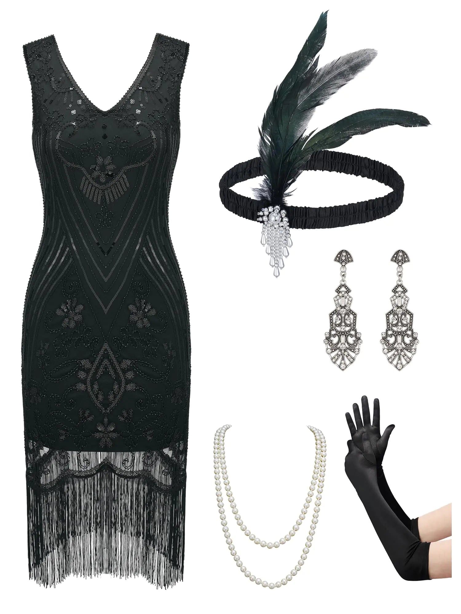 Elegant 1920s Gatsby Ensemble for Women